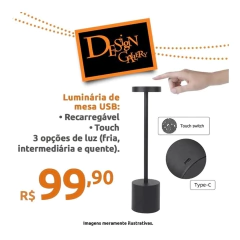 Luminária Led Touch USB