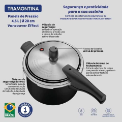 Panela de Pressão Antiaderente Tramontina Vancouver Effetc - 4,5L na internet