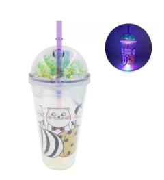 Copo Térmico Led Gatos c/ Tampa e Canudo - 450ml na internet