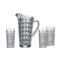 Conjunto Jarra com 6 Copos em Cristal Diamonds - Design Gallery Santos 