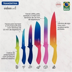 Jogo de Facas ColorCut Tramontina - 6 Peças - Design Gallery Santos 