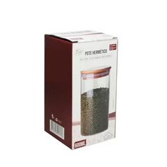 Pote Hermético de Vidro com Tampa de Bambu