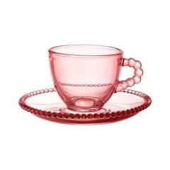 Jogo 6 Xícaras para Café com Pires Pearl Rosa - 90ml
