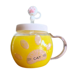 Caneca Patinha com Tampa e Canudo - 400ml