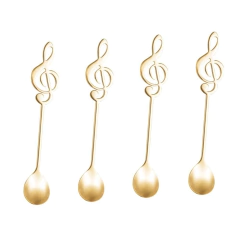 Conjunto 4 Colheres Inox para Chá Music Dourado