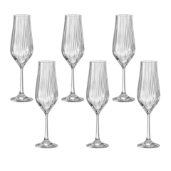 Jogo 06 Taças em Cristal para ﻿Champanhe Tulipa Optic - 170ml