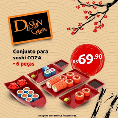 Kit para Sushi Vermelho - 6 Peças