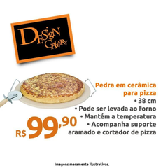 Pedra para Pizza com Suporte e Cortador - 38cm - loja online