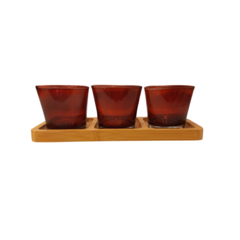 Potes de Vidro com Base em Bambu