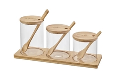 Porta Condimentos com Colher e Suporte em Bambu na internet