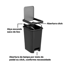 Lixeira com Pedal Double - 20L - Design Gallery Santos 