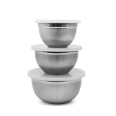 Conjunto 3 Potes Inox com Tampas