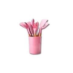 Imagem do Conjunto de Utensílios em Silicone e Cabo de Madeira - 12 Peças