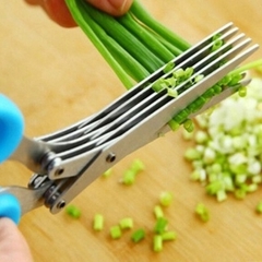 Tesoura Para Temperos 5 Lâminas + Pente de Limpeza