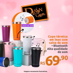 Copo Térmico para Cerveja com Caixa de Som Bluetooth e Led - 473ml
