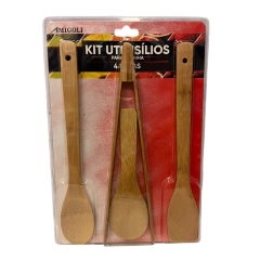 Kit Utensílios em Bambu para Cozinha﻿ - comprar online