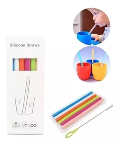 Conjunto 6 Canudos de Silicone + Escovinha de Limpeza - Design Gallery Santos 