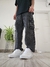 jeans cargo stone - mom - rigido - ( negro )