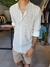 camisa marbella - cuello mao - de lino - regular - ( blanca )