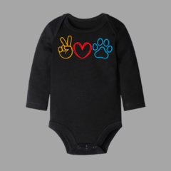 Body negro manga larga peace love dogs
