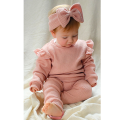 Conjunto Waffle frizado rosa claro