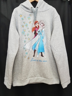 Buzo C/ Capucha Niña Frozen Anna y Elsa Gris