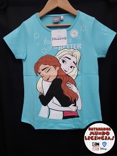 Remera Niña Frozen - Together is Better - Celeste