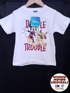 Remera Niño Mickey y Pluto - Double Trouble - Blan