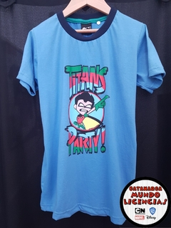 Remera Niño Robin - Jóvenes Titanes en Acción! - Titans Party! Celeste