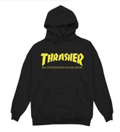 Buzo Hoodie Thrasher SkateMag Negro Letras Amarillas