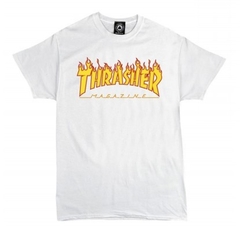 Remera Unisex Thrasher Flame Blanco