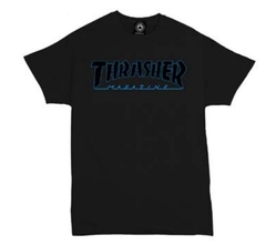 Remera Thrasher Outline Negro/Azul