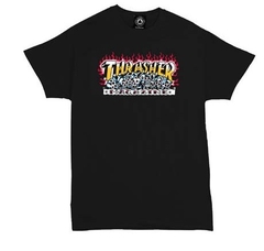 Remera Unisex Thrasher Skulls Krak-Logo Negra