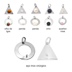 pingente pedra preciosa perola bolinha 6 mm aço inox cirúrgico - comprar online