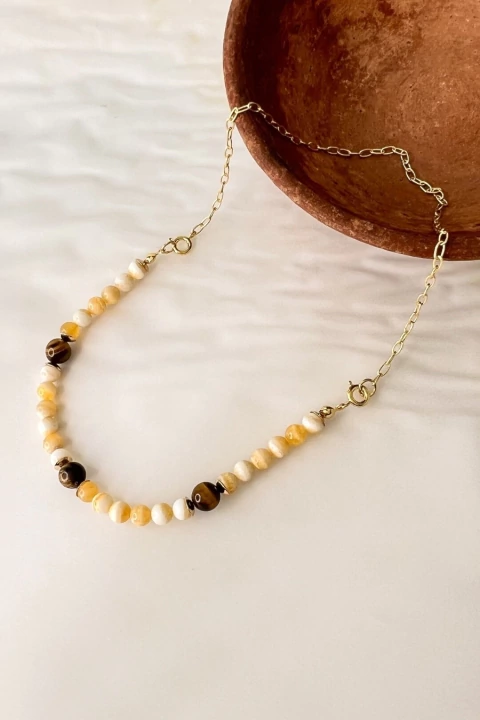 Colar “Raiz do Deserto” – Aragonita Natural com corrente de 45cm (parte pedra removível vira Pulseira 18cm)