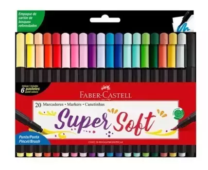Marcador Faber-Castell supersoft punta pincel x 20