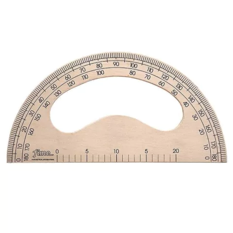 TRANSPORTADOR FIME DE MADERA P/PIZARRON X 180 SIN LUSTRAR