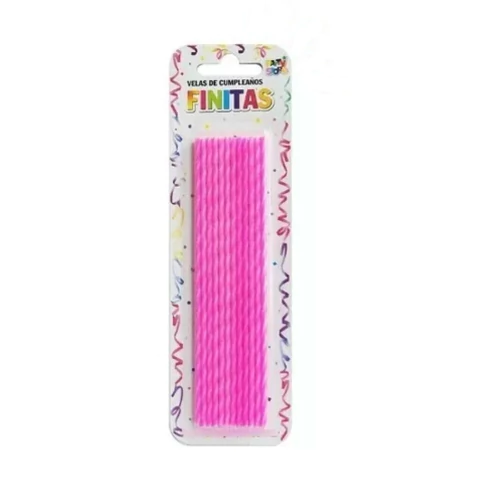 Velas Finitas Torneadas Fucsia Party Store x 24 u.