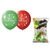 Globos Feliz Navidad Rojos y Verdes 12 Pulgadas X 12 u.