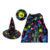 Set halloween bruja estampada multicolor (gorro y capa)