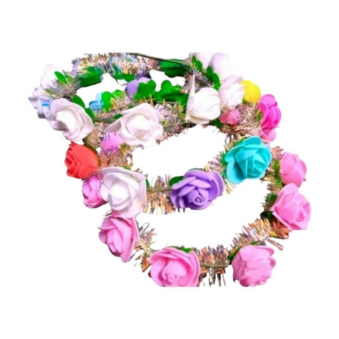Corona Vincha De Flores De Colores/blancas Con Luces
