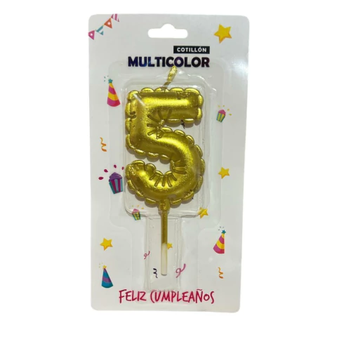 Vela Globo Dorado Nro. 5 Dia. 6 cm. - comprar online