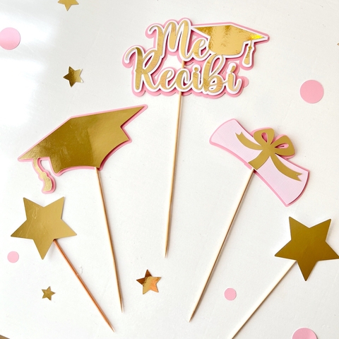 SET DE CAKE-TOPPERS "EGRESADO" (varios colores)