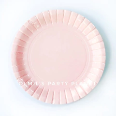 PLATO DE PAPEL ROSA PASTEL ONDAS 23CM x6