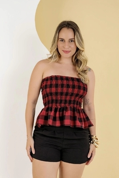 Cropped Malu - Xadrez Vinho na internet