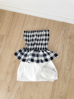 Cropped Malu - Xadrez Branco - Ateliê da Ju