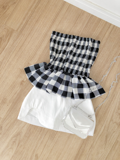 Imagem do Cropped Malu - Xadrez Branco