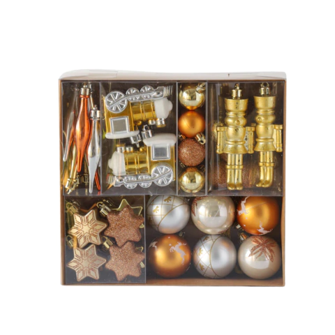 Set completo navidad x48 piezas cobre y dorado