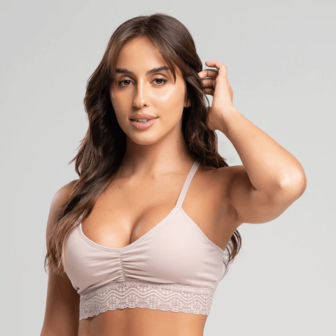 Sutiã Top Algodão com Renda Confortável Drapeado | 0036 - comprar online