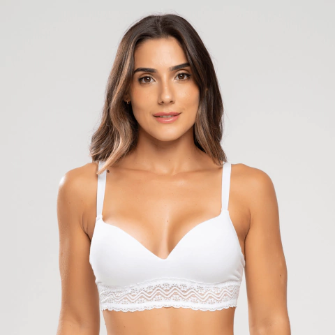Sutiã Top Algodão Premium com Renda Bojo Push-up | 0038 - comprar online